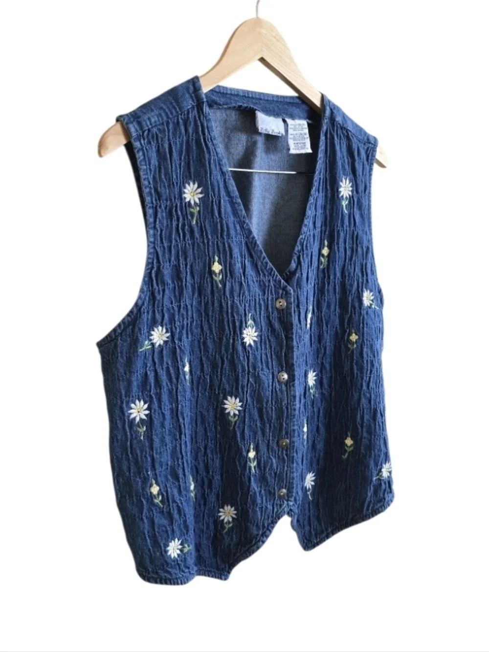 Vintage Bobbie Brooks Denim Cottagecore/Grannycore Floral Vest. Size Large - Picture 2 of 7